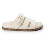 Papete Feminina Elisa Fivela Detalhe em H Sola Baixa Off White