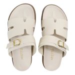 Papete Feminina Elisa Fivela Detalhe em H Sola Baixa Off White
