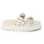 Papete Feminina Beatriz Sola Alta Duas Tiras Off White