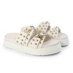 Papete Feminina Beatriz Sola Alta Duas Tiras Off White