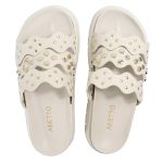 Papete Feminina Serena Sola Alta Tiras de Onda Off White