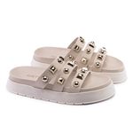 Sandalia Papete Cecilia Tiras com Piramide Off White