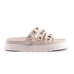 Sandalia Papete Cecilia Tiras com Piramide Off White