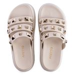Sandalia Papete Cecilia Tiras com Piramide Off White