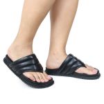 Sandalia Papete de Dedo Sola Baixa Leona Preta