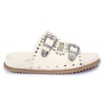Papete Feminina Fivelas Aline Sola Baixa Off White