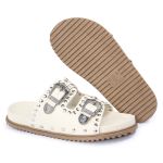 Papete Feminina Fivelas Aline Sola Baixa Off White