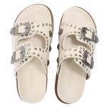 Papete Feminina Fivelas Aline Sola Baixa Off White