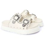 Papete Feminina Fivelas Aline Sola Alta Off White