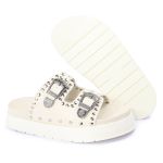 Papete Feminina Fivelas Aline Sola Alta Off White
