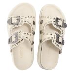 Papete Feminina Fivelas Aline Sola Alta Off White