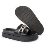 Papete Feminina Corrente Lucia Sola Alta Preta Verniz