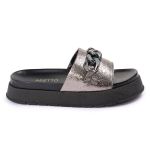 Papete Feminina Corrente Lucia Sola Alta Prata Velho