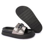 Papete Feminina Corrente Lucia Sola Alta Prata Velho