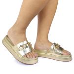 Papete Feminina Corrente Lucia Sola Alta Dourada