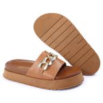 Papete Feminina Corrente Lucia Sola Alta Caramelo