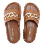 Papete Feminina Corrente Lucia Sola Alta Caramelo