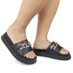 Papete Feminina Corrente Lucia Sola Alta Preta