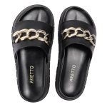 Papete Feminina Corrente Lucia Sola Alta Preta