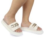Papete Feminina Corrente Lucia Sola Alta Off White