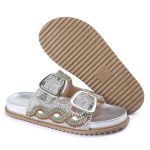 Papete Feminina com Pedraria e Brilho Prata Cora