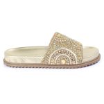 Papete Feminina com Pedraria e Brilho Dourada Tainá