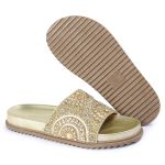 Papete Feminina com Pedraria e Brilho Dourada Tainá