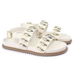 Sandalia Papete Sola Baixa Lara Off White