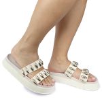 Sandalia Papete Sola Alta Isis Off White