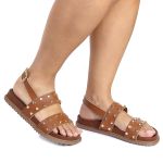 Sandalia Papete Sola Baixa Eloá Caramelo