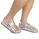 Sandalia Papete Sola Baixa Eloá Prata