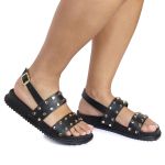 Sandalia Papete Sola Baixa Eloá Preta