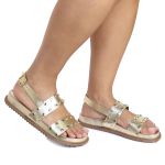 Sandalia Papete Sola Baixa Eloá Dourada