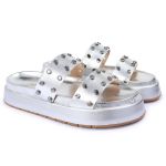 Sandalia Papete Sola Alta Olivia Prata