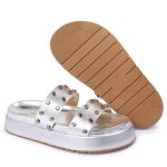 Sandalia Papete Sola Alta Olivia Prata