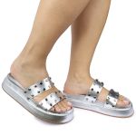 Sandalia Papete Sola Alta Olivia Prata