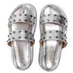 Sandalia Papete Sola Alta Olivia Prata