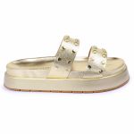 Sandalia Papete Sola Alta Olivia Dourada