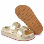 Sandalia Papete Sola Alta Olivia Dourada