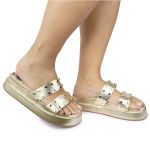 Sandalia Papete Sola Alta Olivia Dourada