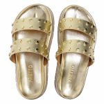 Sandalia Papete Sola Alta Olivia Dourada