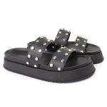 Sandalia Papete Sola Alta Olivia Preta