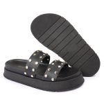 Sandalia Papete Sola Alta Olivia Preta