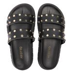 Sandalia Papete Sola Alta Olivia Preta