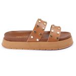 Sandalia Papete Sola Alta Olivia Caramelo