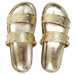 Sandalia Papete Sola Baixa Olivia Dourada