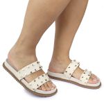 Sandalia Papete Sola Baixa Olivia Off White