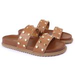 Sandalia Papete Sola Baixa Olivia Caramelo