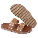 Sandalia Papete Sola Baixa Olivia Caramelo