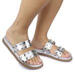 Sandalia Papete Sola Baixa Olivia Prata